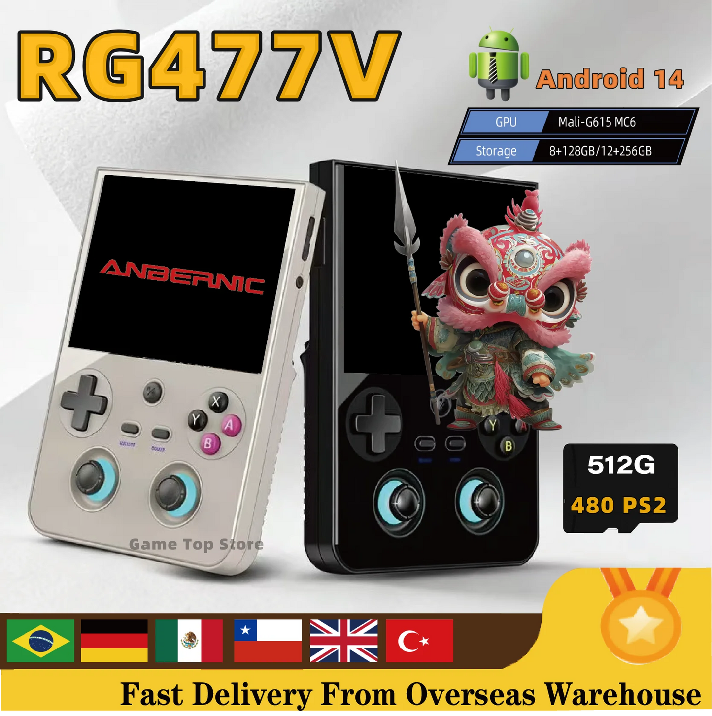 ANBERNIC RG477V Console Gaming Portable 4.7" Android 14 - Processeur Dimensity 8300